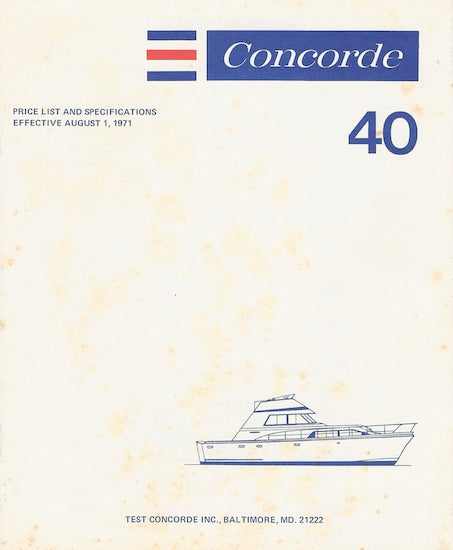 Concorde 40 Sports Cruiser Specification Brochure