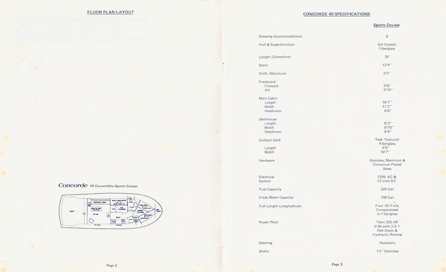 Concorde 40 Sports Cruiser Specification Brochure