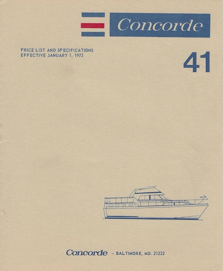 Concorde 41 Aft Cabin Motor Yacht Specification Brochure