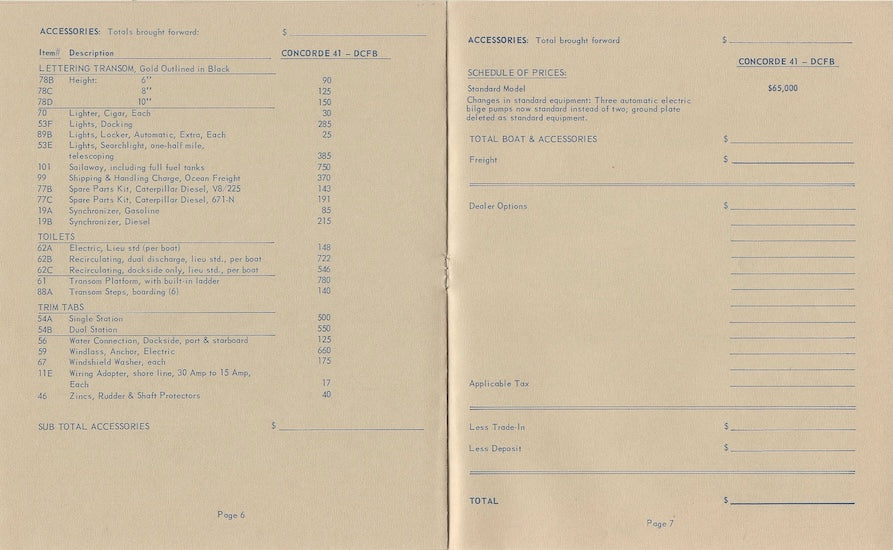 Concorde 41 Aft Cabin Motor Yacht Specification Brochure