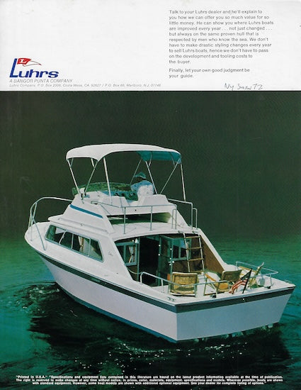 Luhrs 280 Super Flybridge Sport Fisherman Brochure