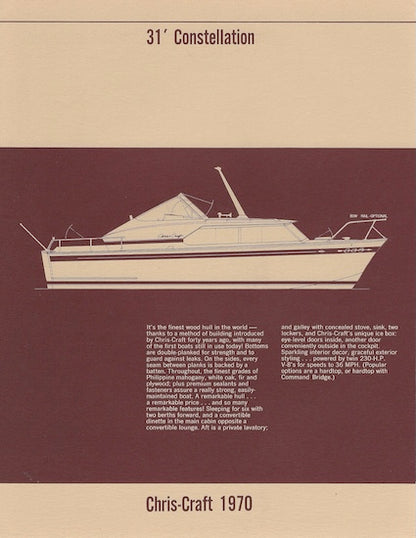 Chris Craft Constellation 31 Specification Brochure