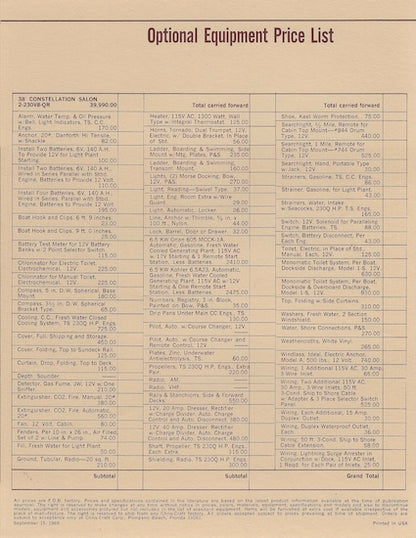 Chris Craft Constellation 38 Specification Brochure