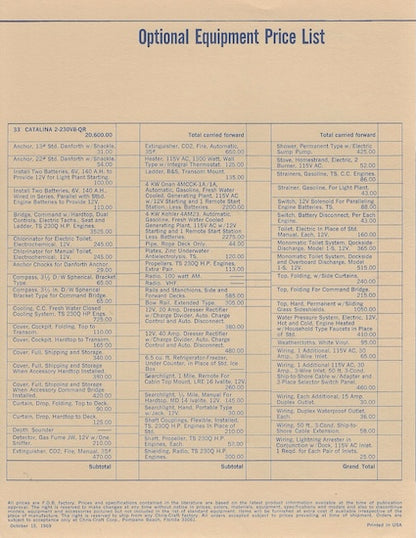 Chris Craft Catalina 33 Specification Brochure