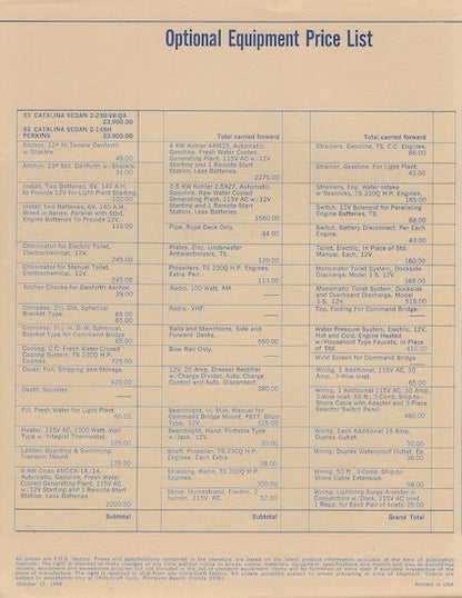 Chris Craft Catalina 33 Sedan Specification Brochure