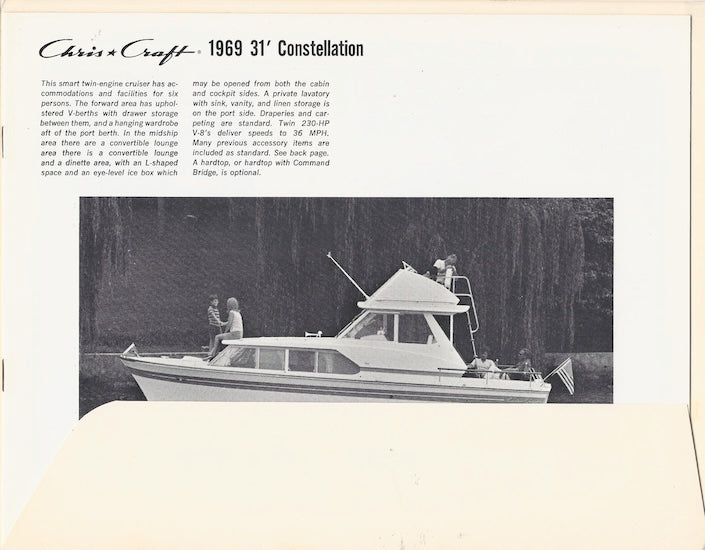 Chris Craft 1969 Constellation Folder Brochure