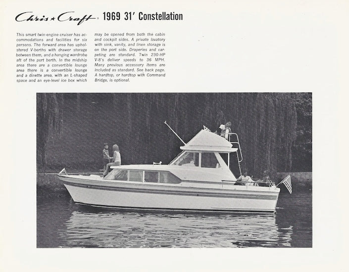 Chris Craft 1969 Constellation Folder Brochure