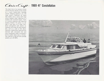 Chris Craft 1969 Constellation Folder Brochure