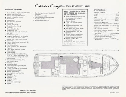 Chris Craft 1969 Constellation Folder Brochure