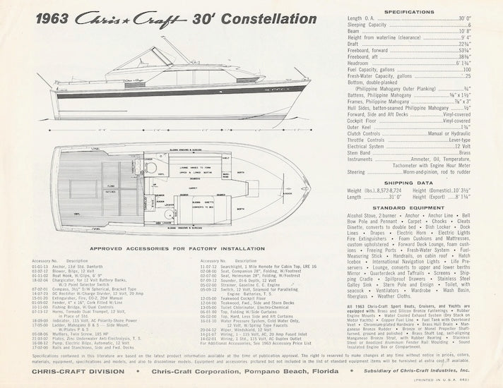 Chris Craft Constellation 30 Specification Brochure