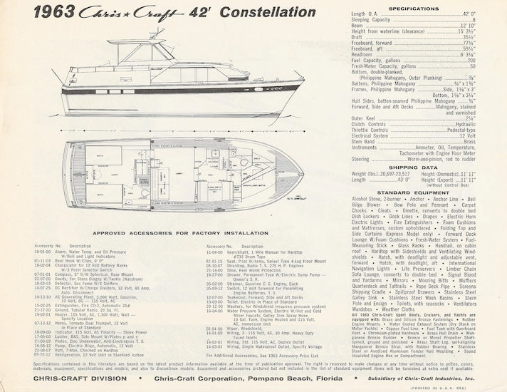 Chris Craft Constellation 42 Specification Brochure