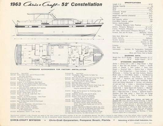 Chris Craft Constellation 52 Specification Brochure