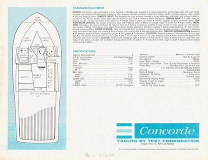 Concorde 30 Sport Fisherman Specification Brochure