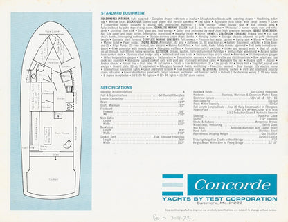 Concorde 40 Sport Cruiser Specification Brochure