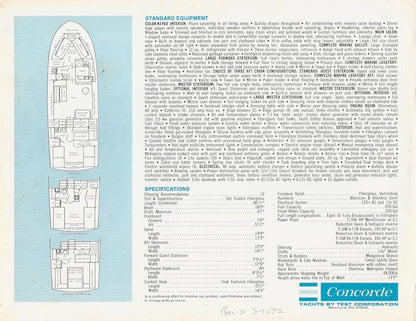 Concorde 47 Motor Yacht Specification Brochure