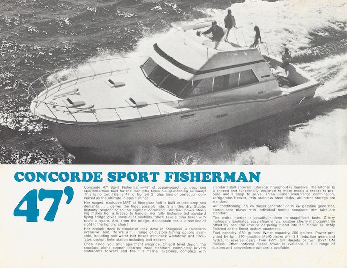 Concorde 47 Sport Fisherman Specification Brochure