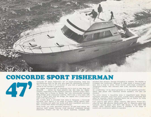 Concorde 47 Sport Fisherman Specification Brochure