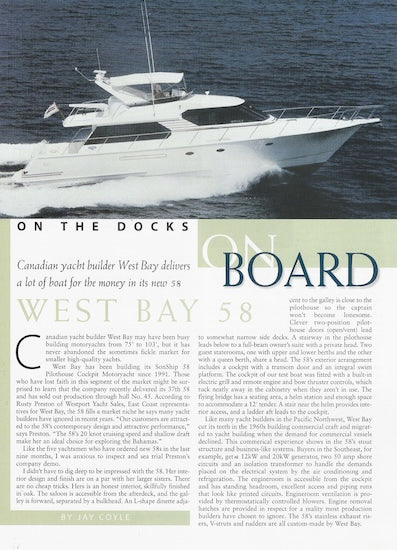 West Bay SonShip 58 Motor Yacht Yachting Magazine Reprint Brochure