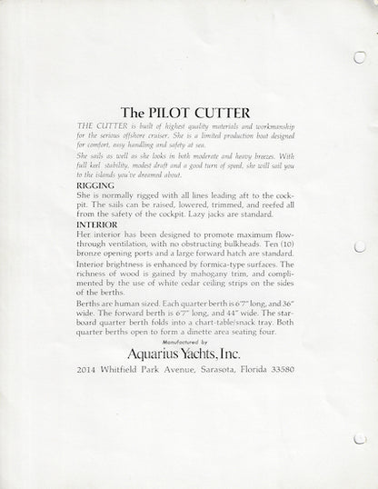 Aquarius Pilot Cutter Brochure