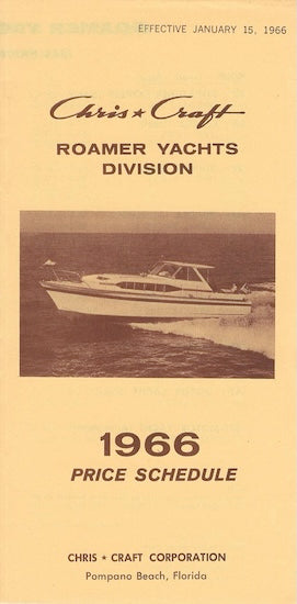 Chris Craft 1966 Roamer Price List