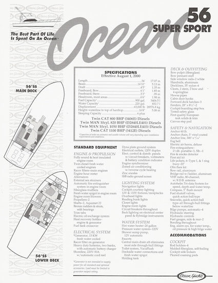 Ocean 56 Super Sport Specification Brochure
