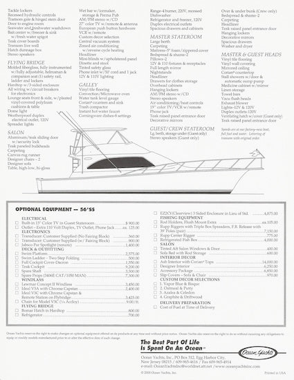 Ocean 56 Super Sport Specification Brochure
