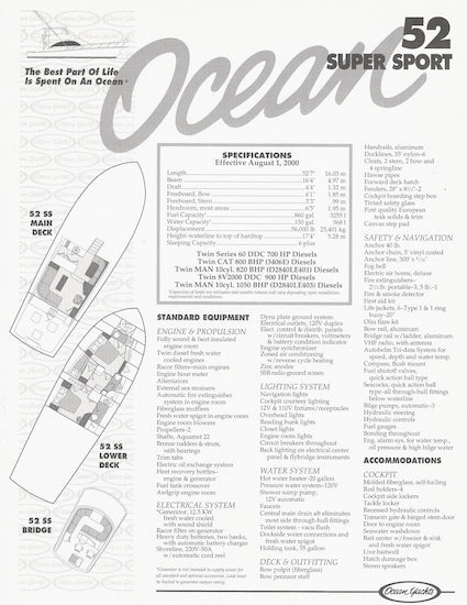 Ocean 52 Super Sport Specification Brochure