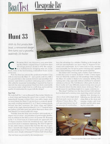 Hunt 33 Chesapeake Bay Magazine Reprint Brochure