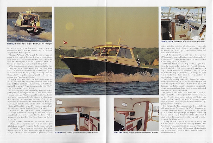 Hunt 33 Motorboat & Sailing Magazine Reprint Brochure