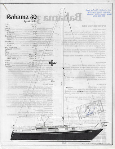 Islander Bahama 30 Specification Brochure