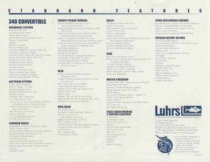 Luhrs 340 Convertible Specification Brochure