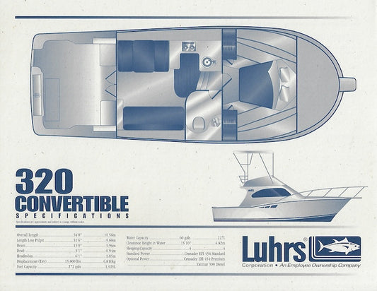 Luhrs 320 Convertible Specification Brochure