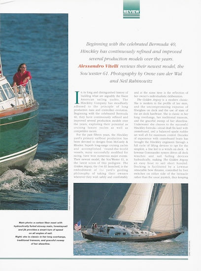 Hinckley Sou’wester 61 Boat International Magazine Reprint Brochure