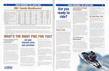 Yamaha 2001 Waverunner Buyers Guide Brochure