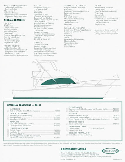 Ocean 40 Super Sport Brochure