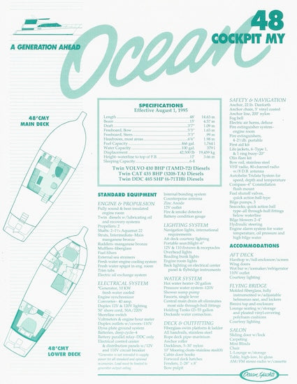 Ocean 48 Cockpit Motor Yacht Specification Brochure