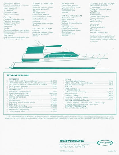 Ocean 48 Cockpit Motor Yacht Specification Brochure