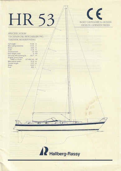 Hallberg-Rassy 53 Specification Poster Brochure