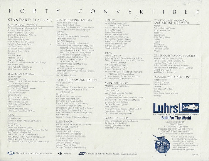 Luhrs 40 Convertible Brochure