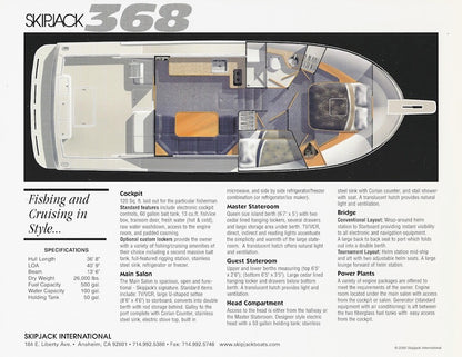 Skipjack 368 Flying Bridge Specification Brochure