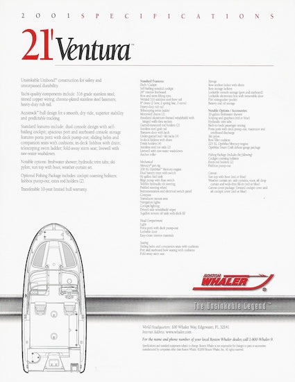 Boston Whaler Ventura 21 Brochure