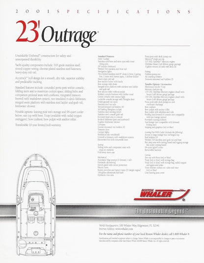 Boston Whaler Outrage 23 Brochure