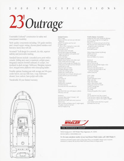 Boston Whaler Outrage 23 Brochure