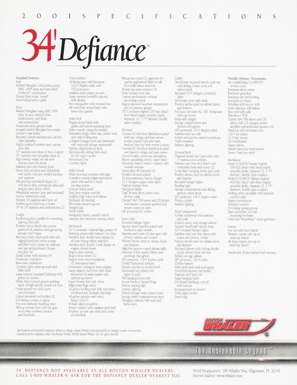 Boston Whaler Defiance 34 Brochure