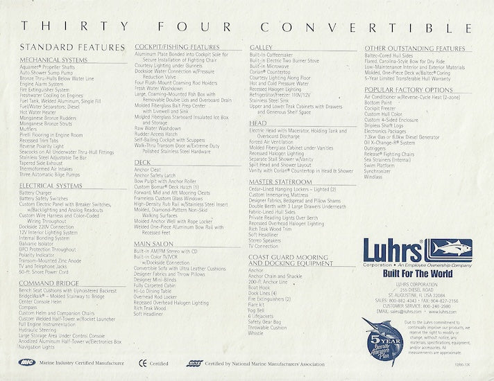 Luhrs 34 Convertible Brochure