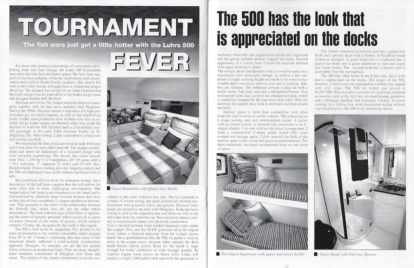 Luhrs 500 Convertible Magazine Reprint Brochure