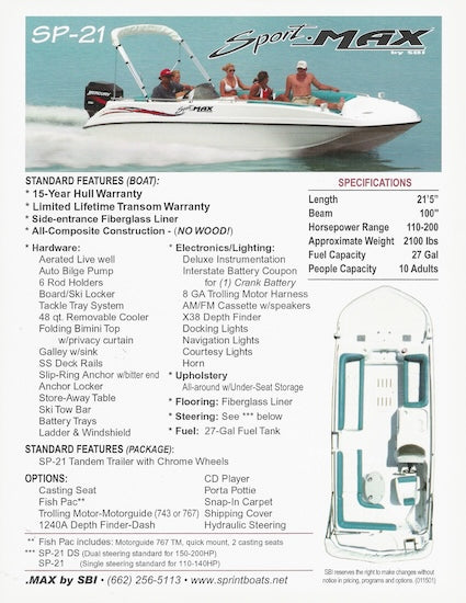 Sport Max SP-19 & SP-21 Brochure