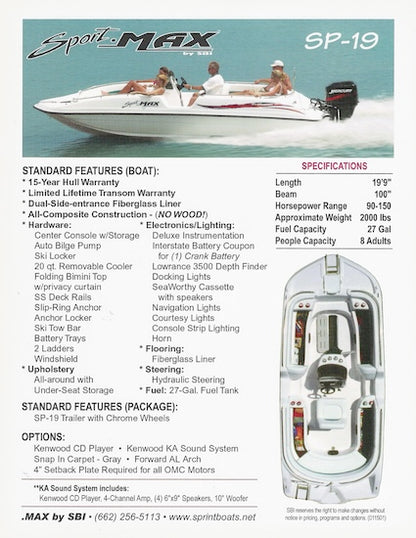 Sport Max SP-19 & SP-21 Brochure