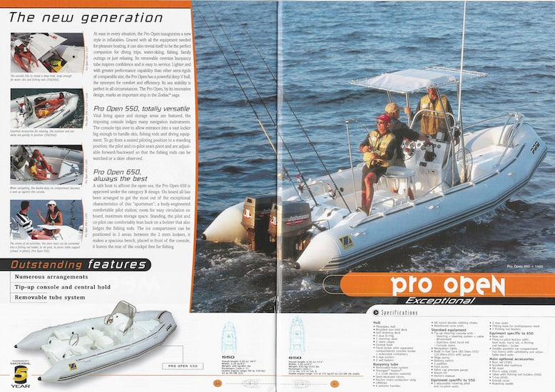 Zodiac 2001 Semi Rigid Brochure