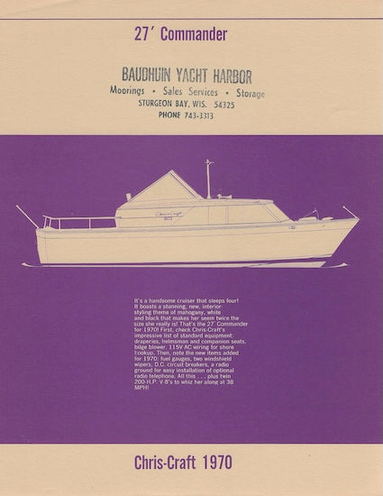 Chris Craft Commander 27 Specification Brochure